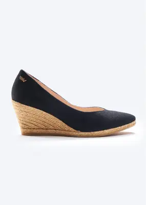 Roses Canvas V Cut Espadrille Wedges | Color: Black | Size: 5.5-6