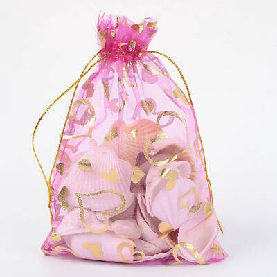Heart Printed Organza Bags