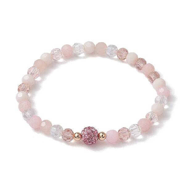 Glass Faceted Round Beaded Stretch Bracelets