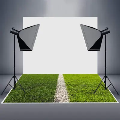 Green Football Field Lawn White Line Rubber Floor Mat - Aperturee