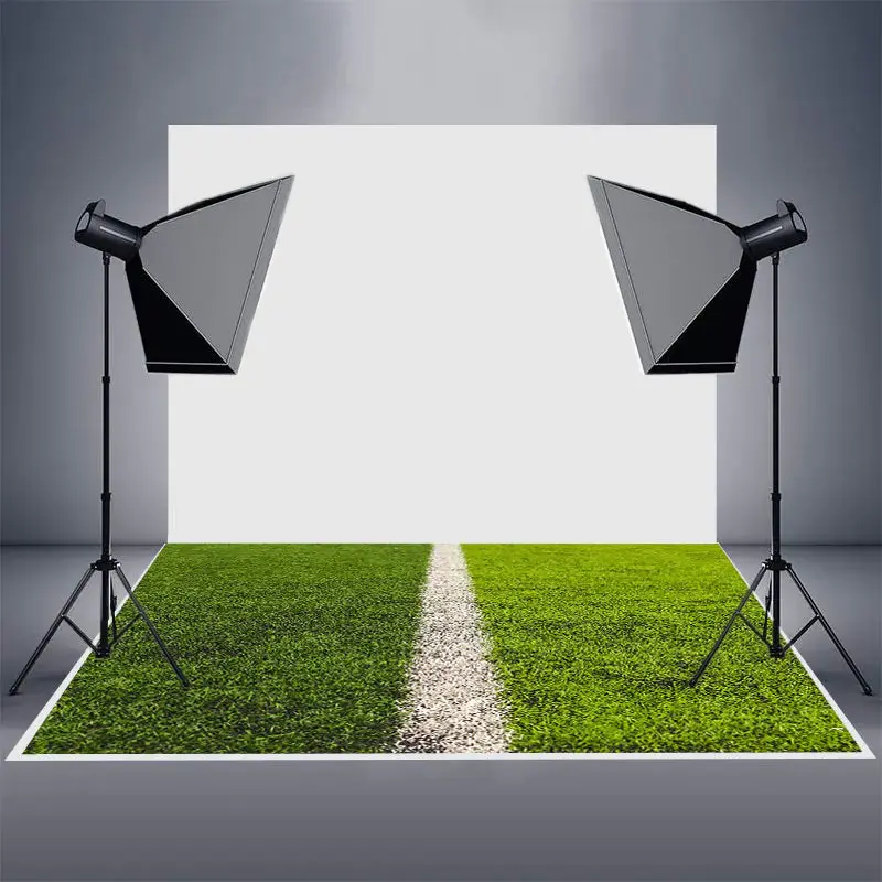 Green Football Field Lawn White Line Rubber Floor Mat - Aperturee