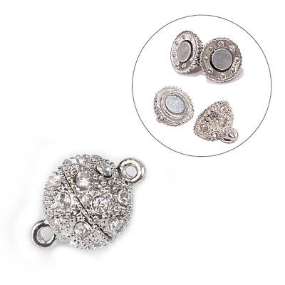 Alloy Rhinestone Magnetic Clasps with Loops