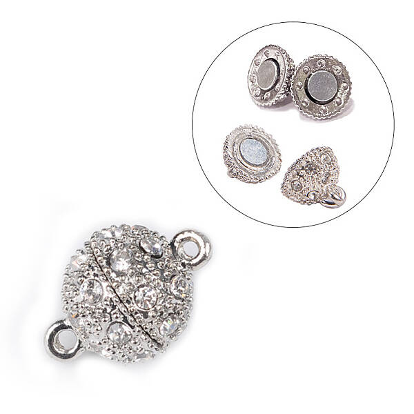 Alloy Rhinestone Magnetic Clasps with Loops