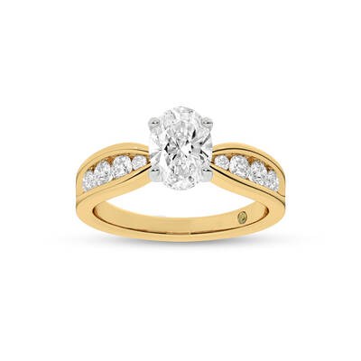 Verve Channel Set Bow Tied Shaped Oval Lab Diamond Engagement Ring | 14K Yellow Gold 1 1/2 CT. TW.