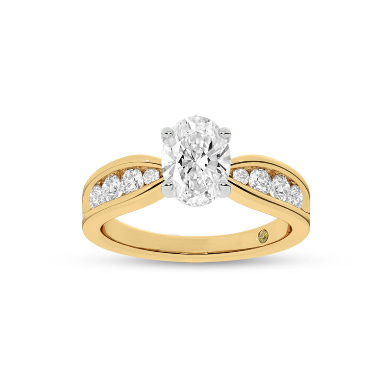 Verve Channel Set Bow Tied Shaped Oval Lab Diamond Engagement Ring | 14K Yellow Gold 1 1/2 CT. TW.