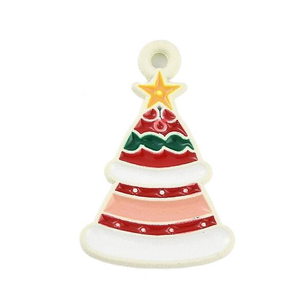 Christmas Theme Spray Painted Alloy Enamel Pendants