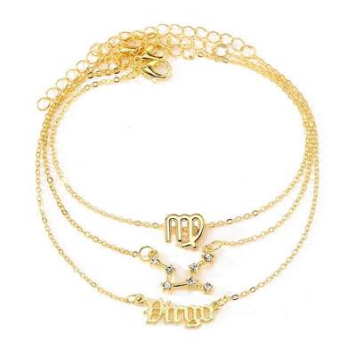 3Pcs Alloy Rhinestones Anklets