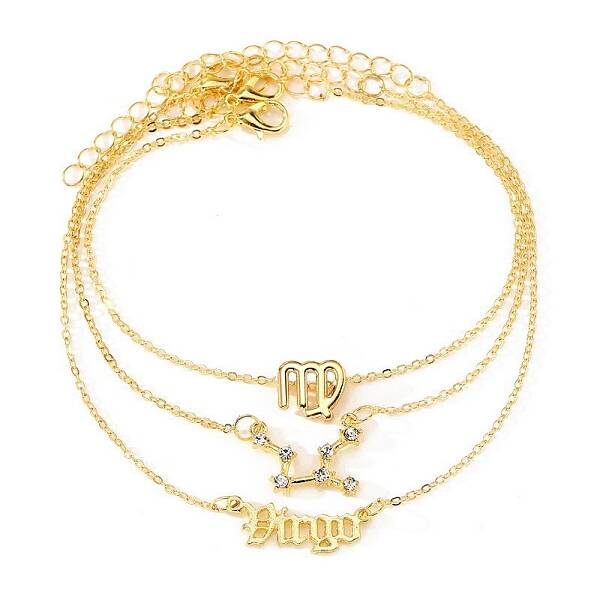 3Pcs Alloy Rhinestones Anklets