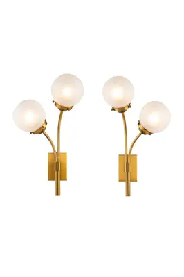 Brass White Globe Wall Lamps (2) | Liang & Eimil Opal