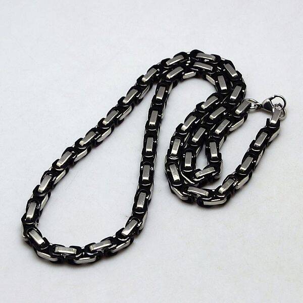 Men's Boys Byzantine Chain Necklaces Fashionable 201 Stainless Steel Necklaces