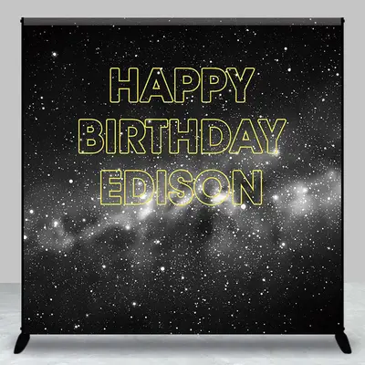 Black White Abstract Custom Birthday Party Backdrop - Aperturee