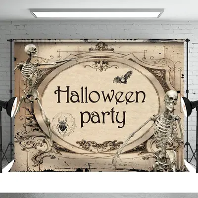 Black And Khaki Retro Styel Halloween Party Backdrop - Aperturee