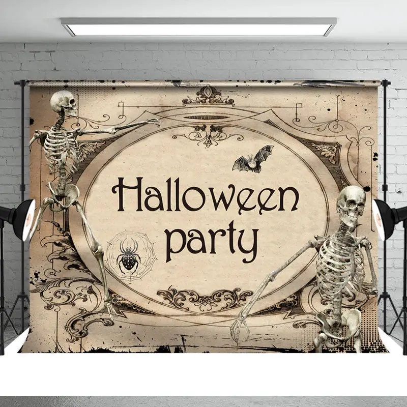 Black And Khaki Retro Styel Halloween Party Backdrop - Aperturee