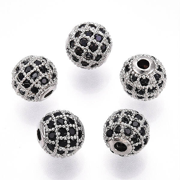 Rack Plating Brass Cubic Zirconia Beads