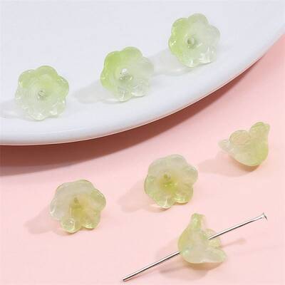 10Pcs Gradient Color Transparent Glass Bead Caps