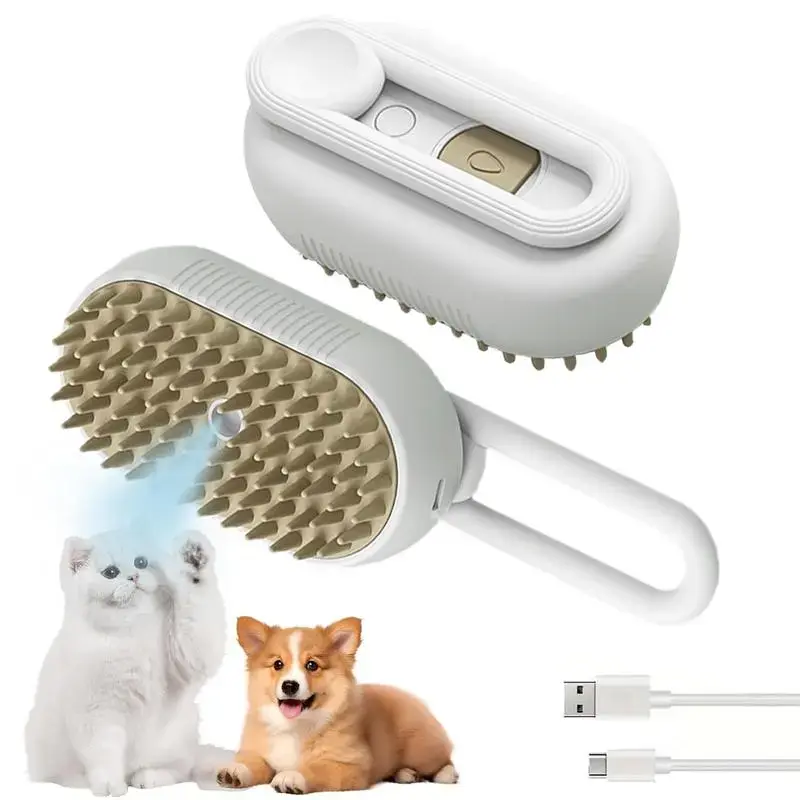 Pet Steam Brush,Cat Dog Hair Remover, Adjustable Pet Hair Remover,Pet Steamy Mist,Steam Pet Brush for Pet Hair 3-IN-1 Steamy ...