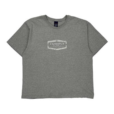 Tommy Jeans Spellout T-Shirt - XL Grey Cotton Blend