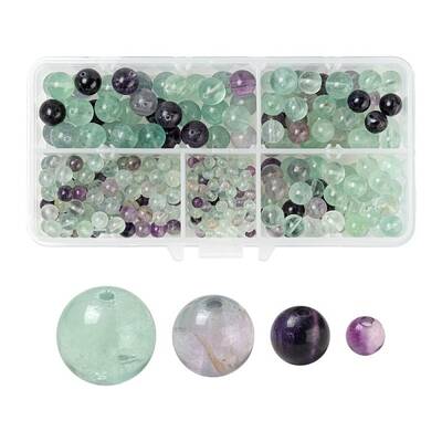 340Pcs 4 Style Natural Fluorite Beads