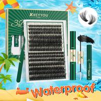 KEYYOU 3D Effect Eyelash Clusters Kit 280pcs 80D100D 8-16MIX D Curl Individual Lashes Kit Wispy Lashes Volume Cluster Lashes ...