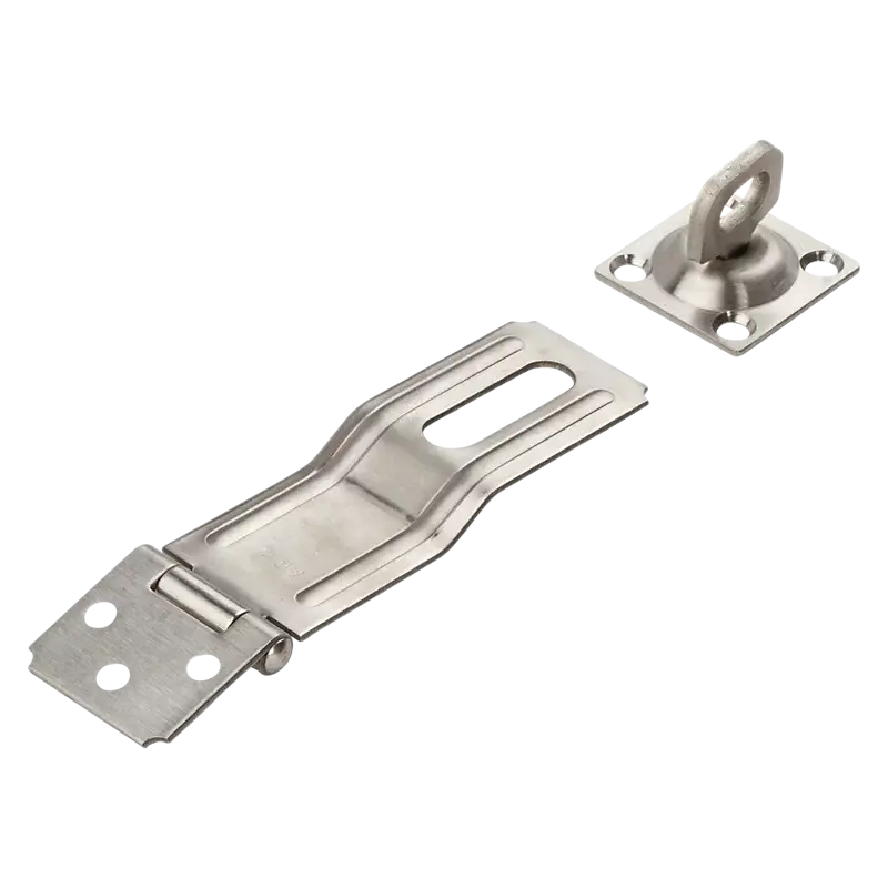 National Hardware Safety Hasp, 4-1/2, Steel, Visual Pack, Catalog #V39, Satin Stainless