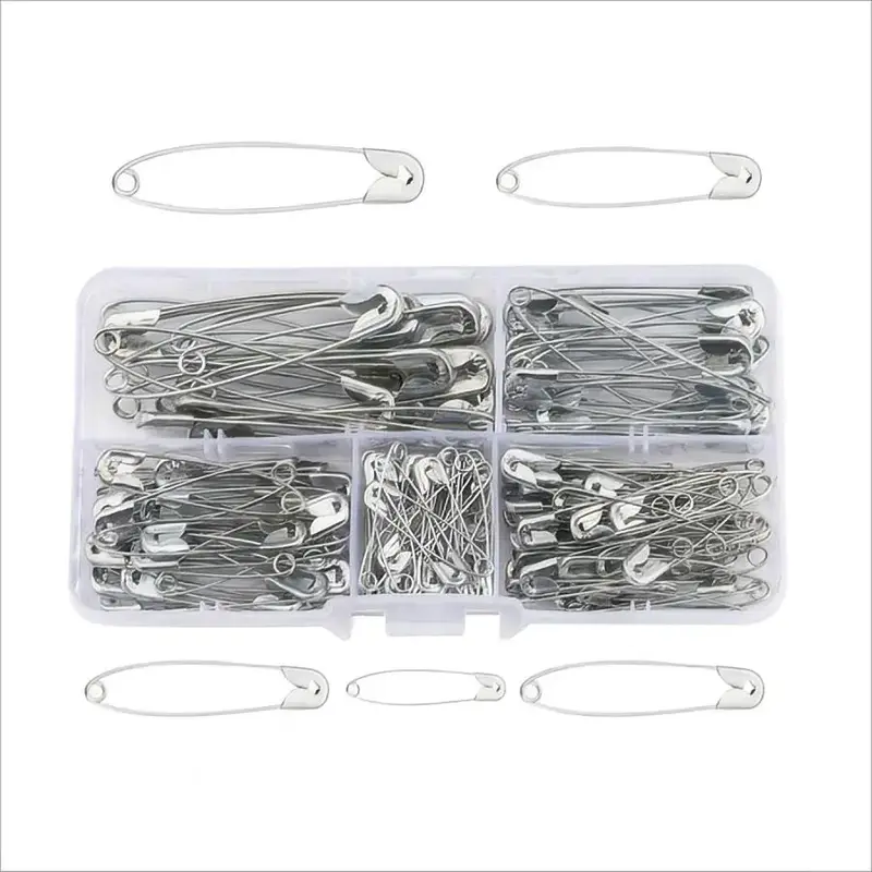 Safety Pin (150pcs/box), DIY Metal Sewing Pins, Quilting Knitting Bending Pin for Patchwork DIY Handmade Apparel, Sewing Supp...
