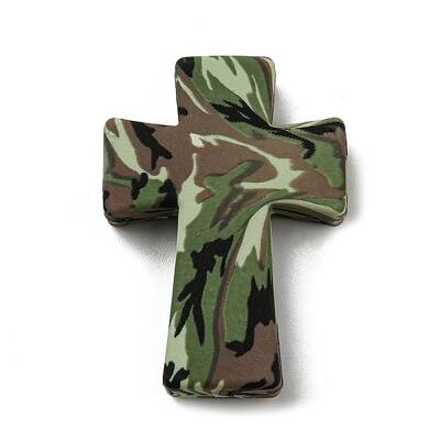 Cross with Flower Silicone Focal Beads