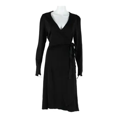 MASSIMO DUTTI Womens Wrap Dress Black Viscose Long Sleeve Knee Length M