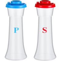 Set of 2 Plastic Salt and Pepper Shakers with Lids Large Hourglass Covered Moisture Proof Salt Shaker Pepper Container for Ho...
