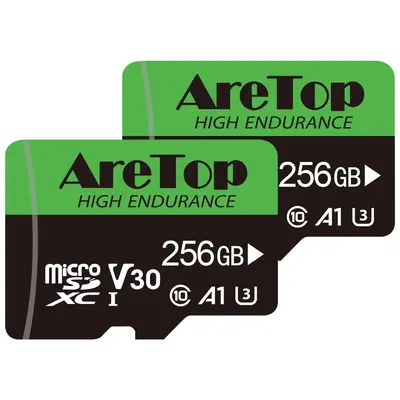 AreTop Micro SD Card 256GB 2-Pack MicroSDXC Memory Card with Adapter, Read Speed up to 100MB/s UHS-I A1 U3 V30 Class10, Flash...
