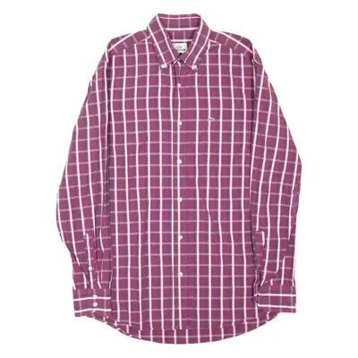 LACOSTE Mens Shirt Purple Check Long Sleeve M