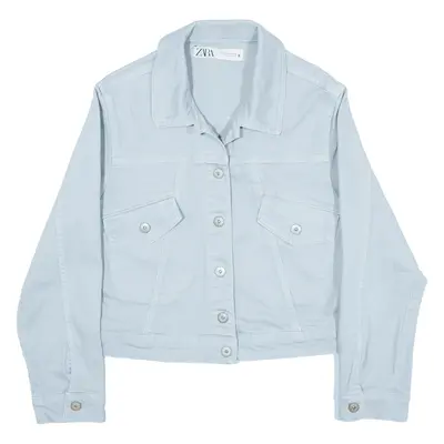 ZARA Cropped Denim Jacket Blue Womens XS