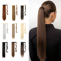 Lansigreen Ponytail Extensions 24inch Long Straight Ponytail Magic Paste Wrap Around Pony Tails Synthetic Hairpieces for Wome...
