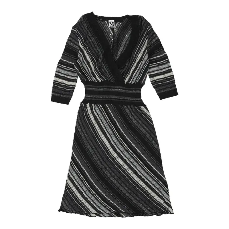 Missoni Striped Midi Dress - Small Grey Wool Blend | Size: small