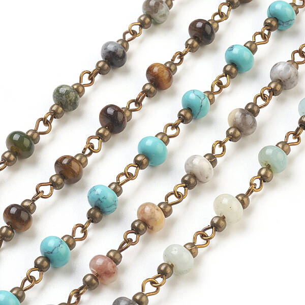 Handmade Natural & Synthetic Mixed Stone Beaded Chains