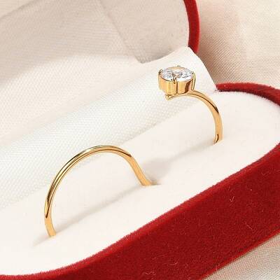 S-shape 304 Stainless Steel Cubic Zirconia Double Cuff Rings for Unisex