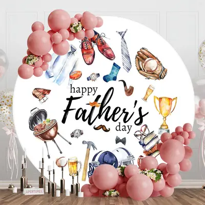 Various Gifts Rugby White Fathers Day Round Backdrop - Aperturee