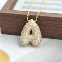 Cubic Bubble Initial Letter Necklace for Women - Elegant A-Z Alphabet Name Pendant Necklace with Rhinestone - Personalized Gi...
