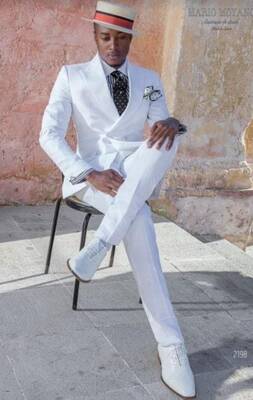 Double Breasted Seersucker Suit - White Suit - Summer Suit