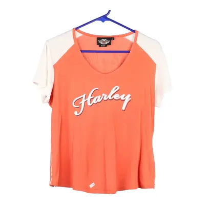 Harley Davidson T-Shirt - Large Orange Cotton Blend