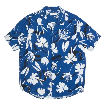 PIER ONE Mens Hawaiian Shirt Blue Floral M