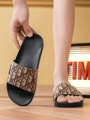 Men's Fashionable Slides, Casual Comfortable Slippers for Indoor & Outdoor Wear, New Fashion Shoes for Daily Wear, Boy, Pu Le...
