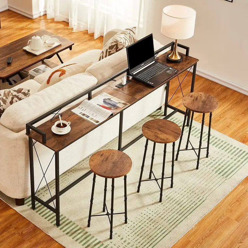 VECELO 71 Inch Console Table Sofa Table with Charging Station, Table Behind Sofa, Suitable for Narrow Entryway, Slim Hallway,...