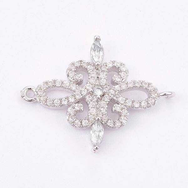 Brass Micro Pave Cubic Zirconia Links