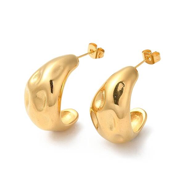 Ion Plating(IP) 304 Stainless Steel Teardrop Stud Earrings
