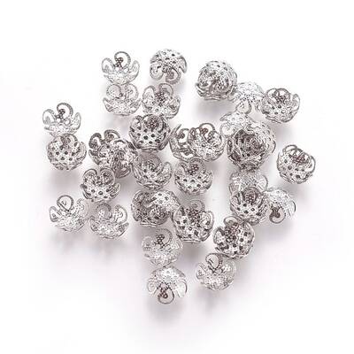 Non-Tarnish 5-Petal 304 Stainless Steel Bead Caps