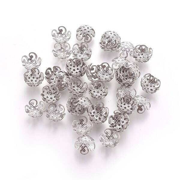 Non-Tarnish 5-Petal 304 Stainless Steel Bead Caps