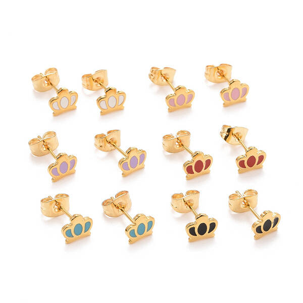 304 Stainless Steel Enamel Stud Earrings
