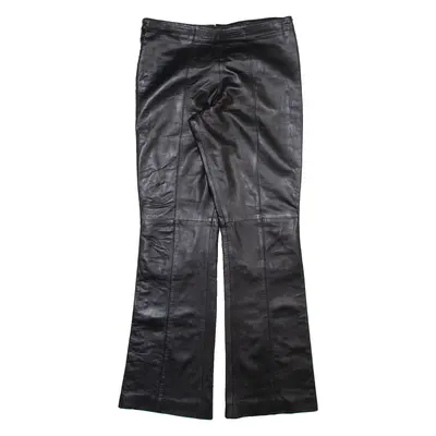 Leather Look Womens Trousers Black Regular Bootcut Faux Leather W32 L33