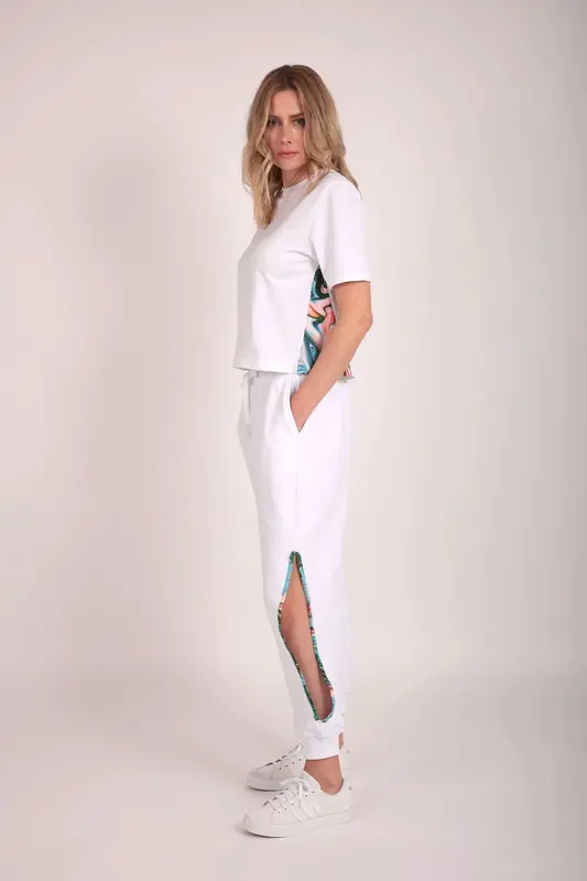 Upcycled Jogger in White | Size: L