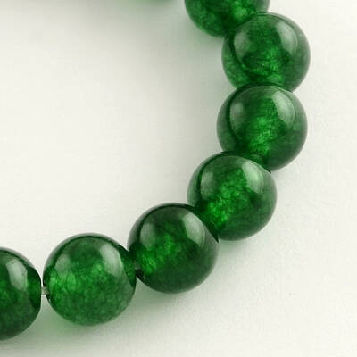 Dyed Natural White Jade Round Bead Strands
